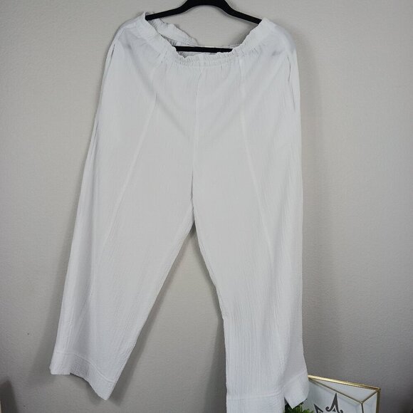 MOONLIGHT Y&S Fashion textured set tunic and crop pants women white size L - Picture 3 of 9